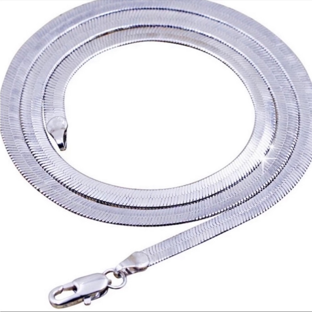 NEW 925 STERLING SILVER SNAKE FLATE NECKLACE - Picture 2 of 7